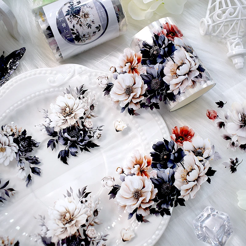 Black and White Flower PET Tape Image 1