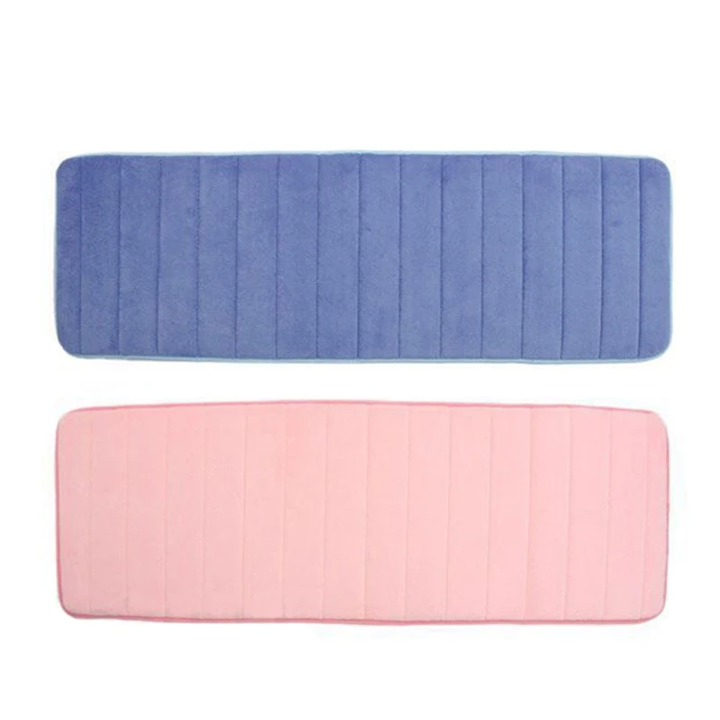 

2 Pcs 120X40cm Absorbent Nonslip Memory Foam Kitchen Bedroom Door Floor Mat Rug Carpet, Dark Blue & Pink