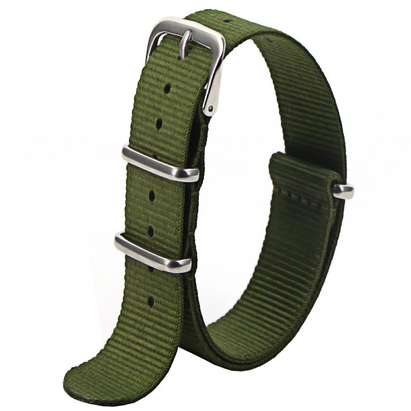 Nylon Army Sports Watch Strap – Black Adjustable Belt with Buckle