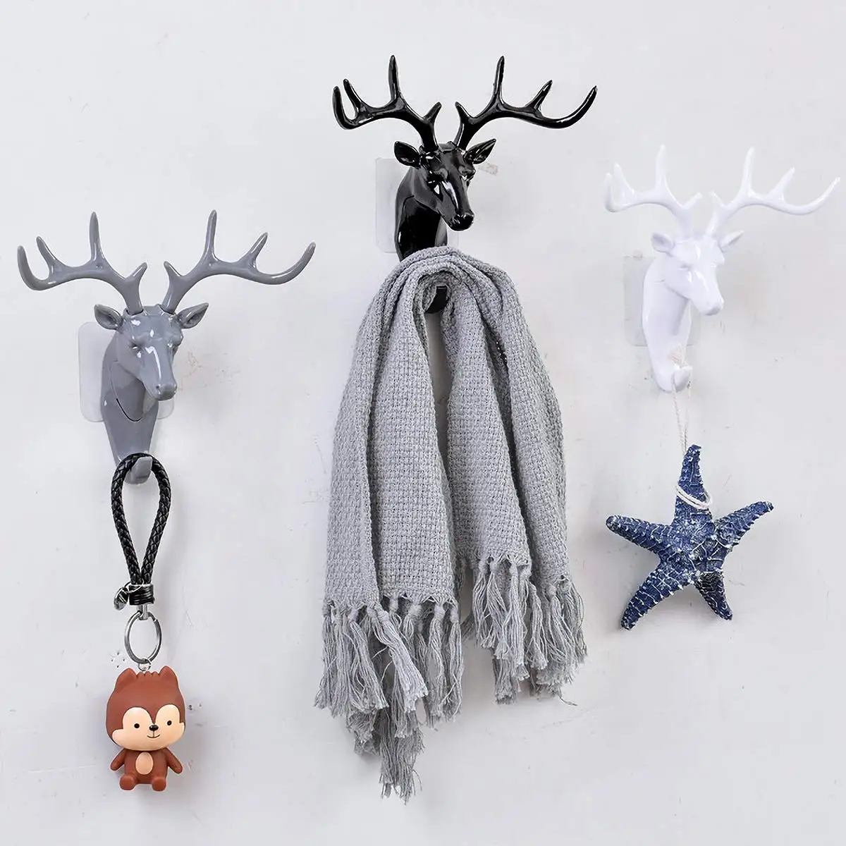 Antler American Style Home Decoration Hook Wall Shelving Wall Hanging Creative Wall Personality Deer Head Wall Key Holder 2