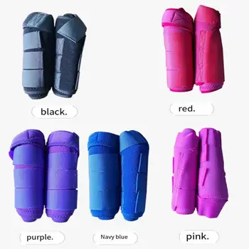 4pcs/set Colorful Horse Sport Boots Set Durable 3 Size Medicine Brushing Boots Easy To Wear Breathable Horse Leg Wraps