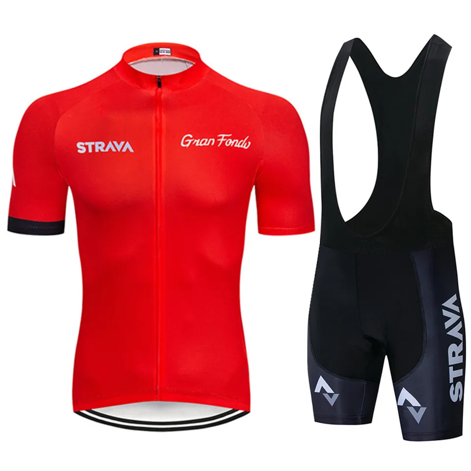 2023 Strava Cycling Set Men's Cycling Jersey Short Sleeve Bicycle