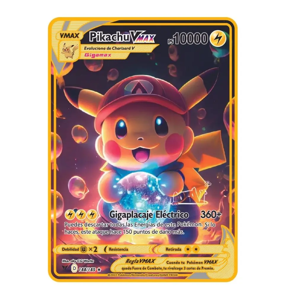 thumbnail image 1 of The latest CardsVmax GX Gold Pocket Monster Card Spanish Iron Metal Gift Game Collection Card, 1 of 4