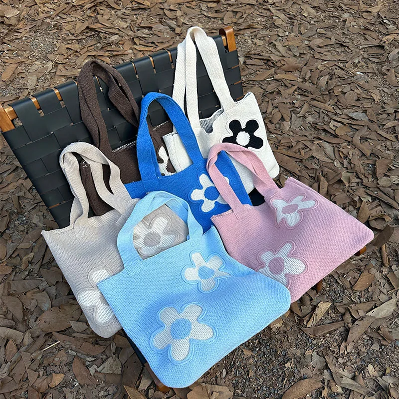 New Shoulder Bag Knitted Woven Tote Sweet Fashion All-match Handbag Large Capacity Casual Commute Work Leisure Shopping Bag