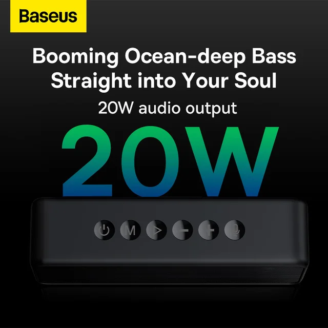 Baseus Bluetooth Speaker Outdoor IPX6 Waterproof Stereo Mini Protable Sound Box 20W High Power Super Bass Wireless Music Speaker 3