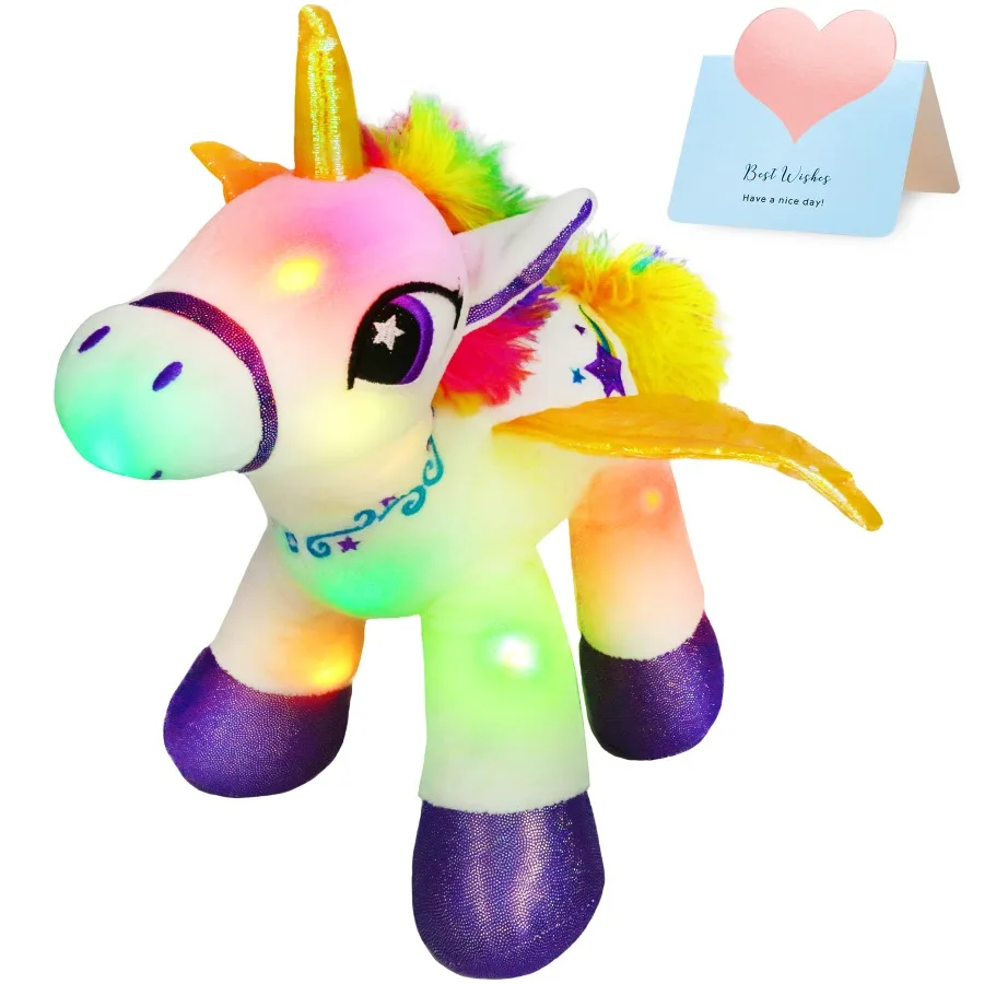 35cm Luminous Unicorn with Wings Plush Toy LED Light Cute Soft Stuffed Animals for Girls Birthday Gift Room Decor regalo niña