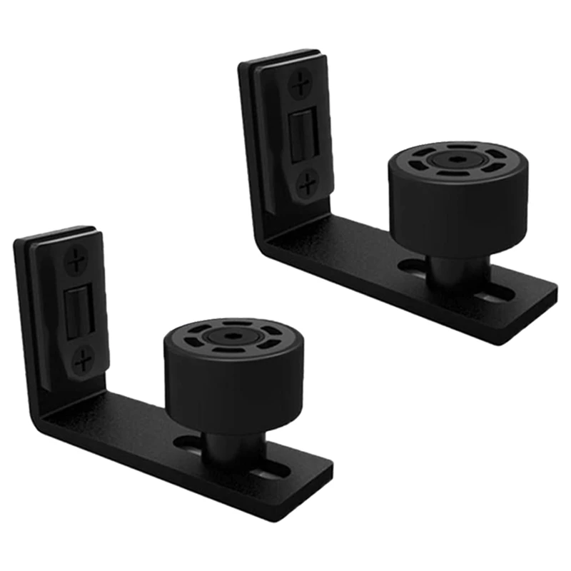 2Pcs Floor Guide Flush Bottom Design Sliding Barn Door Floor Guide With Adjustable Roller Wall Mount System Black