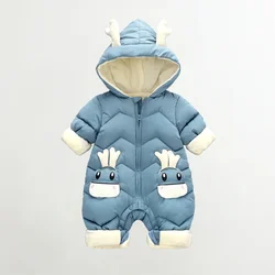 2023 New born Baby Girl clothes Winter Snowsuit Plus Velvet Thick Baby Boys Jumpsuit Romper boy Overalls Toddler Coat 0-3 Years