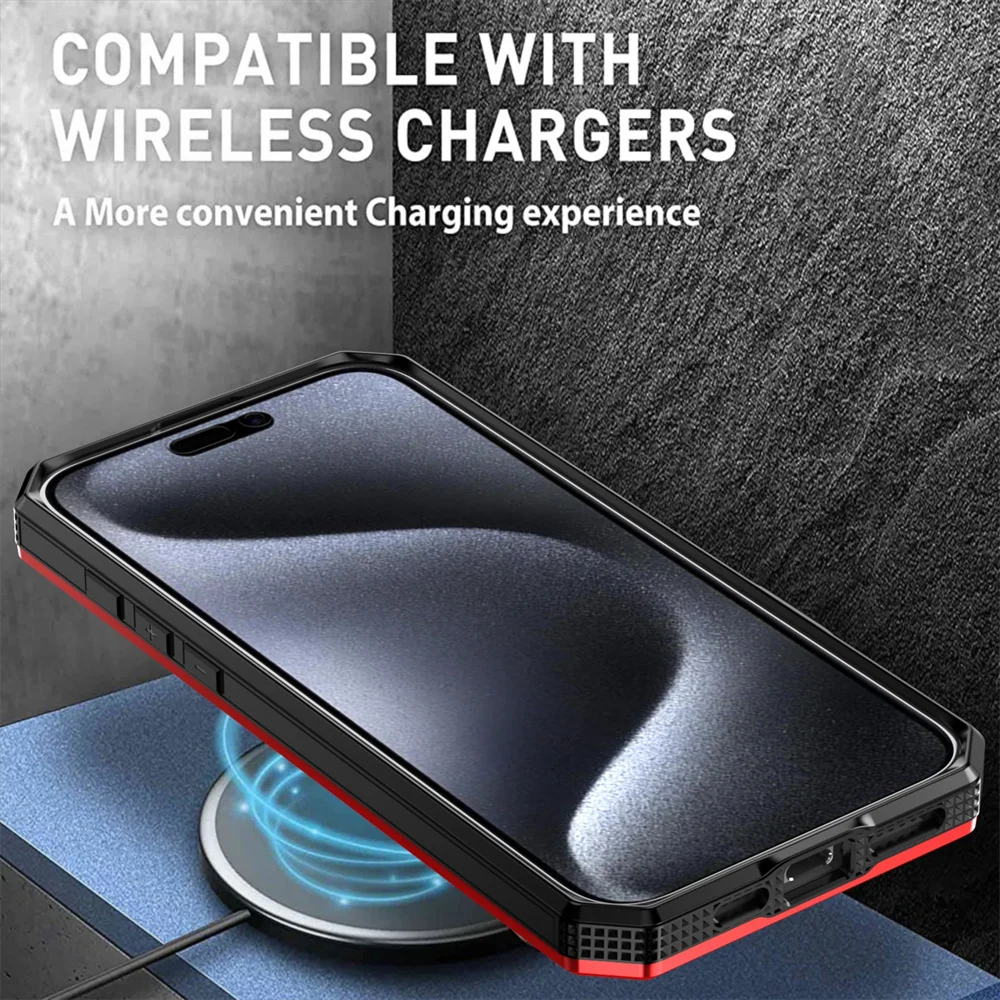 Coque de protection double couche avec support magnétique pour iPhone 16 15 14 11 12 13 Pro Max, étui de luxe avec support rotatif et pliable_voghion.com