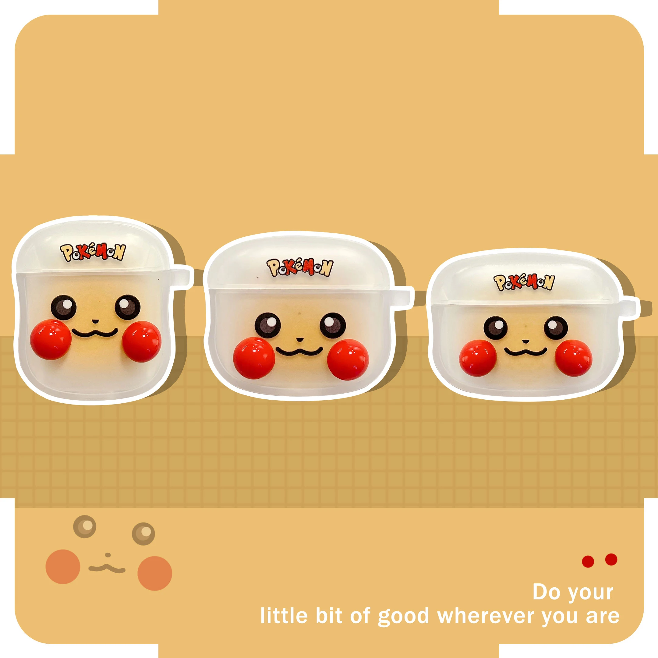 Pikachu 3D Smiley Case Per Apple Airpods 1 2 3 Pro Custodie Cover Per Iphone Bluetooth Earbuds Custodia Per Auricolari