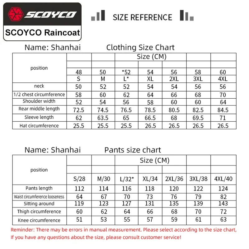 SCOYCO Motorcycle Split Raincoat Set Men Women Rainstorm Prevention Motocross Riding Jacket Moto Reflective Raincoat Rain Pants