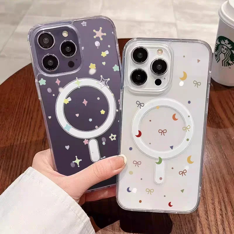 Elegant Star Bowknot Magnetic Wireless Charging Case Cover