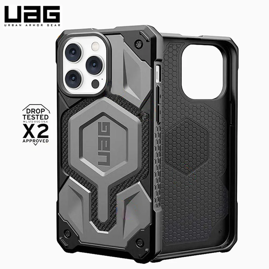 Uag Monarch Magsafe Custodia Antiurto Per Apple Iphone 15 14 Pro Max 13 Plus Kevlar Magnetic Original Logo Urban Armor Gear Cover