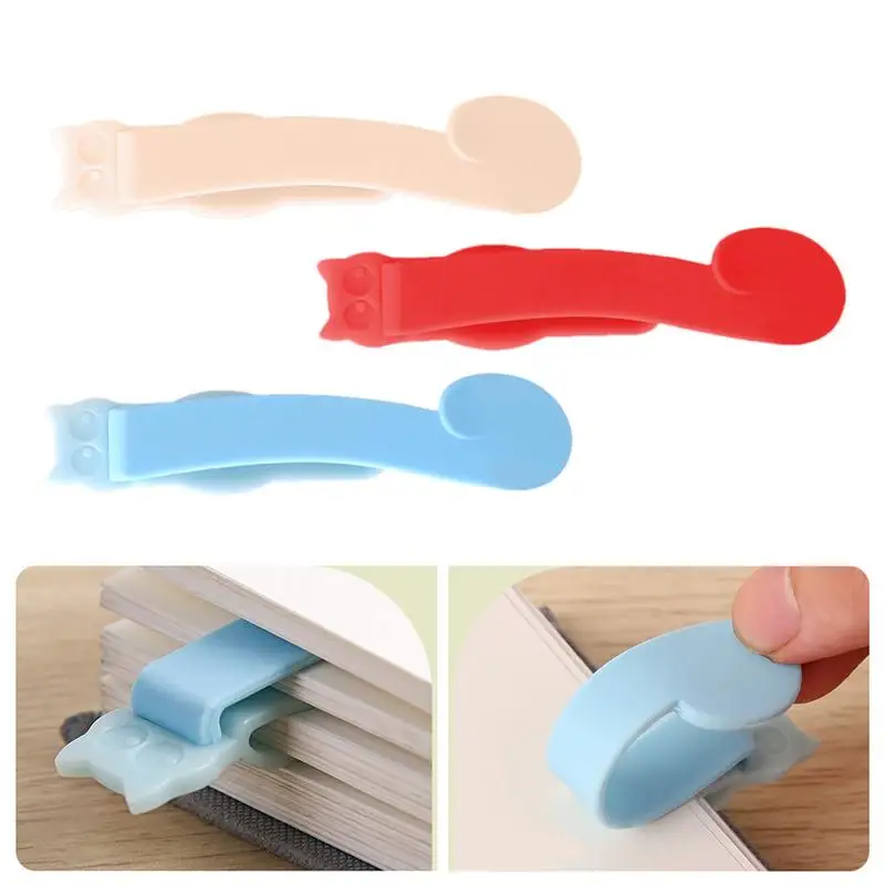 3pcs Automatic Book Marks Silicone Reading Automatic Bookmarks Cute Book Page Markers Book Clip Bookmark Buckle for Readers