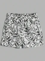 Funny Men's Beach Shorts Summer New Hawaii Dollar Drawstring Men's swim Trunks Elastic Waist 3D Print Gradient Breathable Shorts 1
