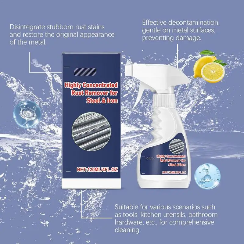 Metal Rust Remover Multipurpose 120ml Rust Stain Remover Gentle Portable Liquid for Rebar Carbon Steel
