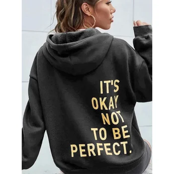 سترة بقلنسوة عصرية أوروبية وأمريكية لعام 2025 متعددة الألوان مطبوعة بأحرف متعددة الاستخدامات كاجوال بأكمام طويلة وفضفاضة