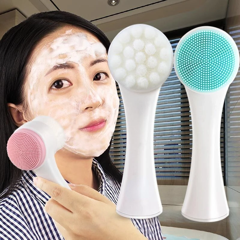 

Facial Cleaner 3d Silicone Facial Brush Manual Facial Cleaning Brush Soft Hair Cleaning Brush Double-sided Massage Brush Facial