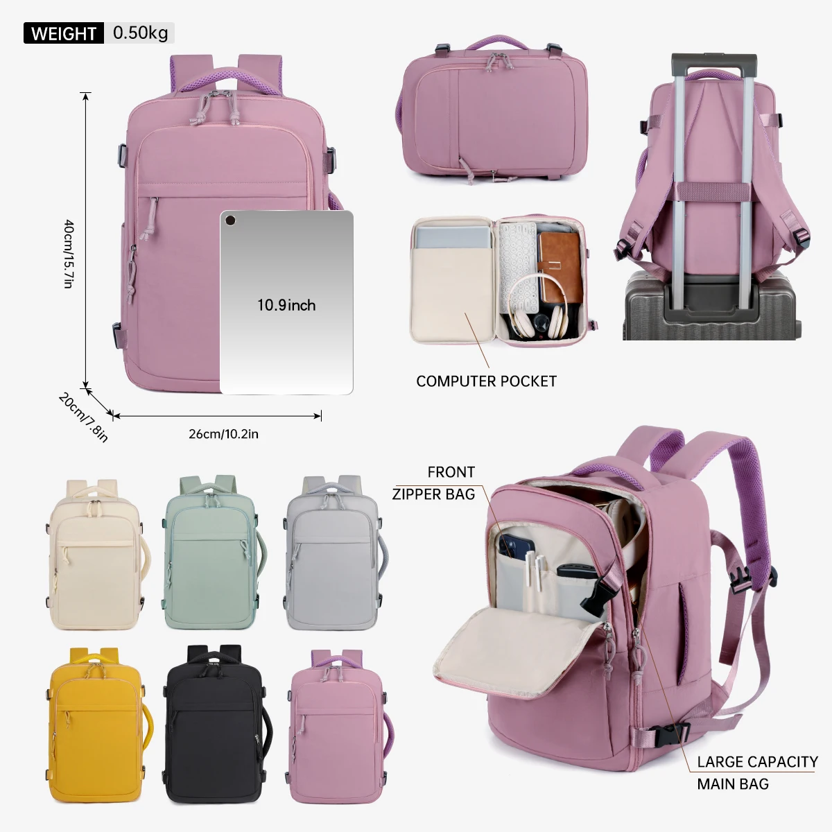 Backpack Women's Work Commuting Travel Multifunctional Computer 16inch Water-Repellent Large Capacity Student School Bag Business Meeting Registration Travel