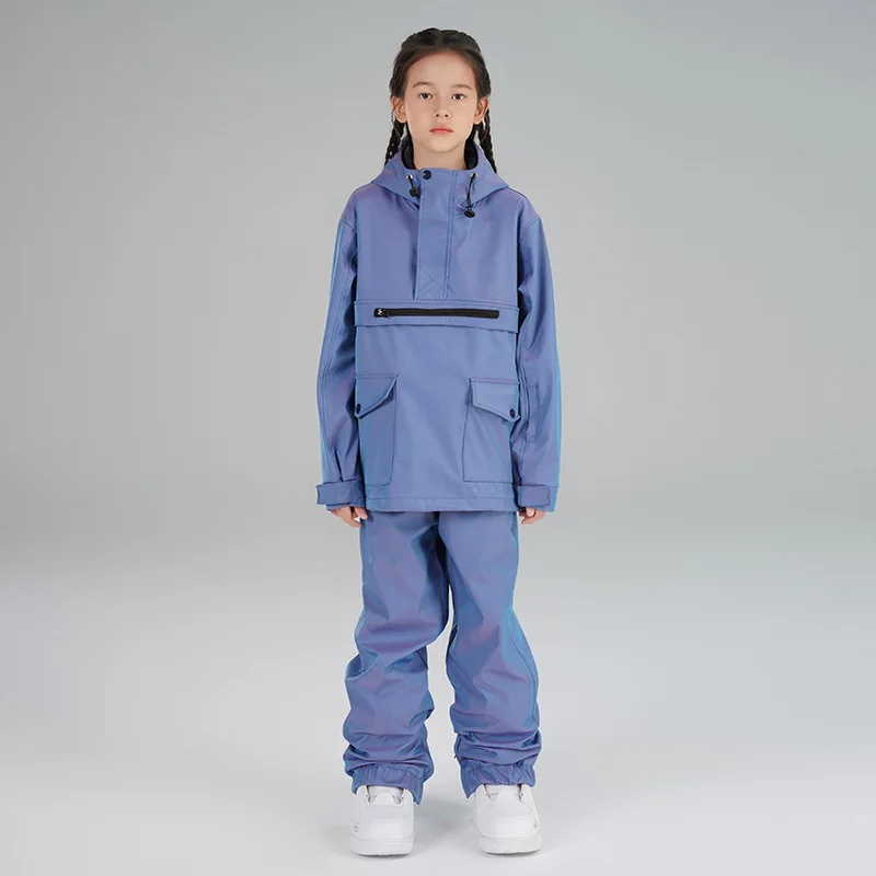 Children Ski Suit Girls Boys Snowboard Thickened Winter Snowsuit Warm Waterproof Youth Jacket Pants Overalls Clothing