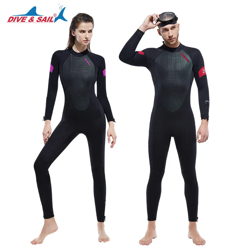 Couple diving suit men's 5MM one-piece long-sleeved warm diving suit  women's snorkeling swimming sunscreen UV surfing suit - AliExpress