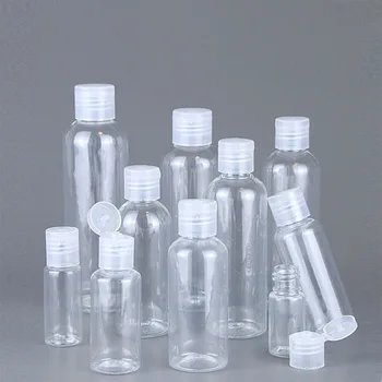 Bottiglie da viaggio 15ml 30ml 50ml 100ml 150ml 200ml 250ml 500ml Bottiglia di lozione Fiala di plastica trasparente in PET Flip Top Contenitore cosmetico 1