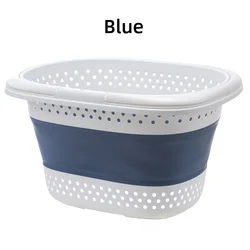 Collapsible Plastic Laundry Basket - Folding Pop-Up Storage Container (G1013A Blue)