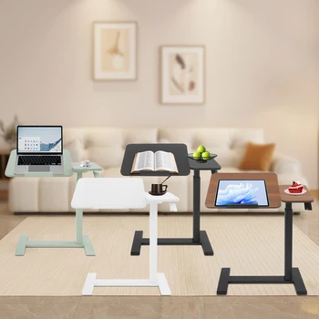Mobile Standing Desk, Adjustable Rolling Standing Desk with Hidden Wheels, Adjustable Overbed Bedside Table for Study Room