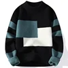 Autumn Mens Block Color Sweater Matching Winter Knitted Sweater Men High-quality Pullover Loose Warm Thick Streetwear Pullovers 5