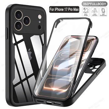 360 Custodia a copertura completa per iPhone 17 Pro Max Air Capa per iPhone 16 Pro Max 14 15 Plus 16E 13 12 Mini Protezione schermo Copertura del telefono