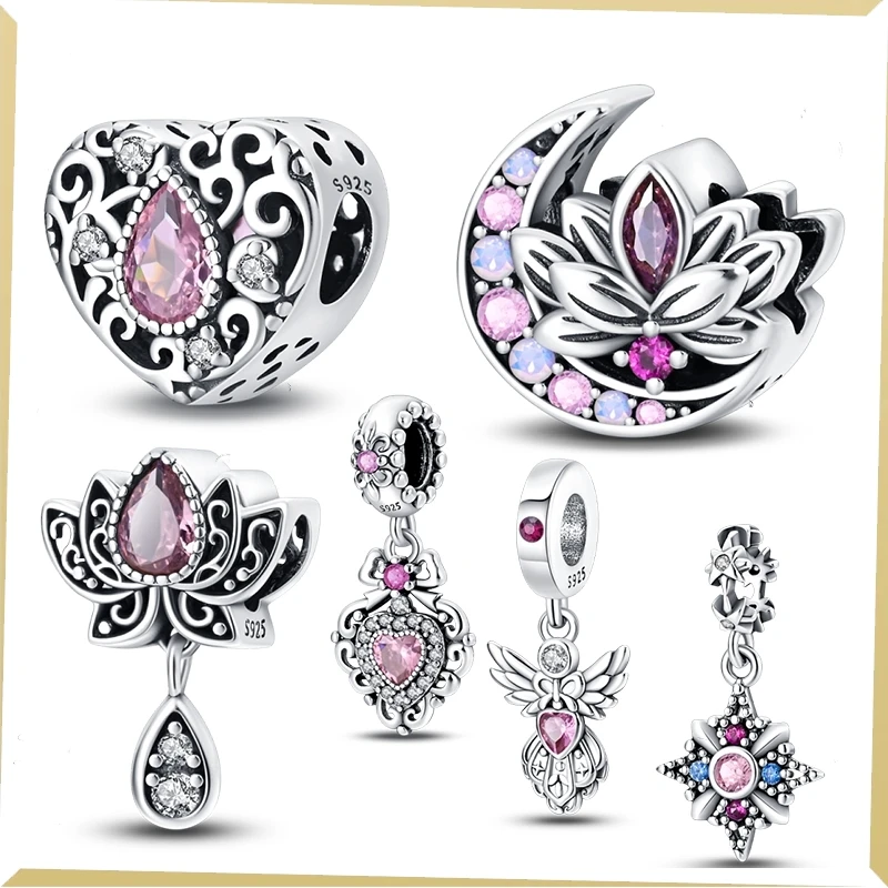 

Новинка 2024, романтичные Классические Подвески-бусины в стиле ретро с лотосом-хранителем для Pandora, 925 Оригинальный Женский браслет, серебряные подвески-бусины, ювелирные изделия