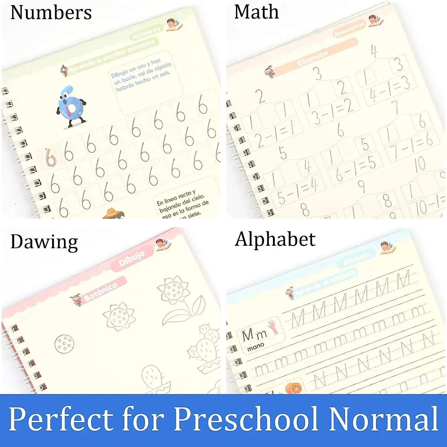 Spanish Children's Montessori Calligraphy Magic Sketchbook Set