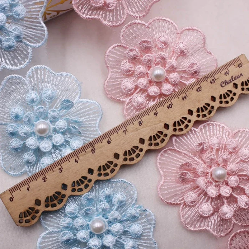 1 야드 꽃 진주 페르시 수 놓은 레이스 리본 바느질 의류 속옷에 대 한 파란색 된 패브릭 DIY 의류 커튼 웨딩 드레스