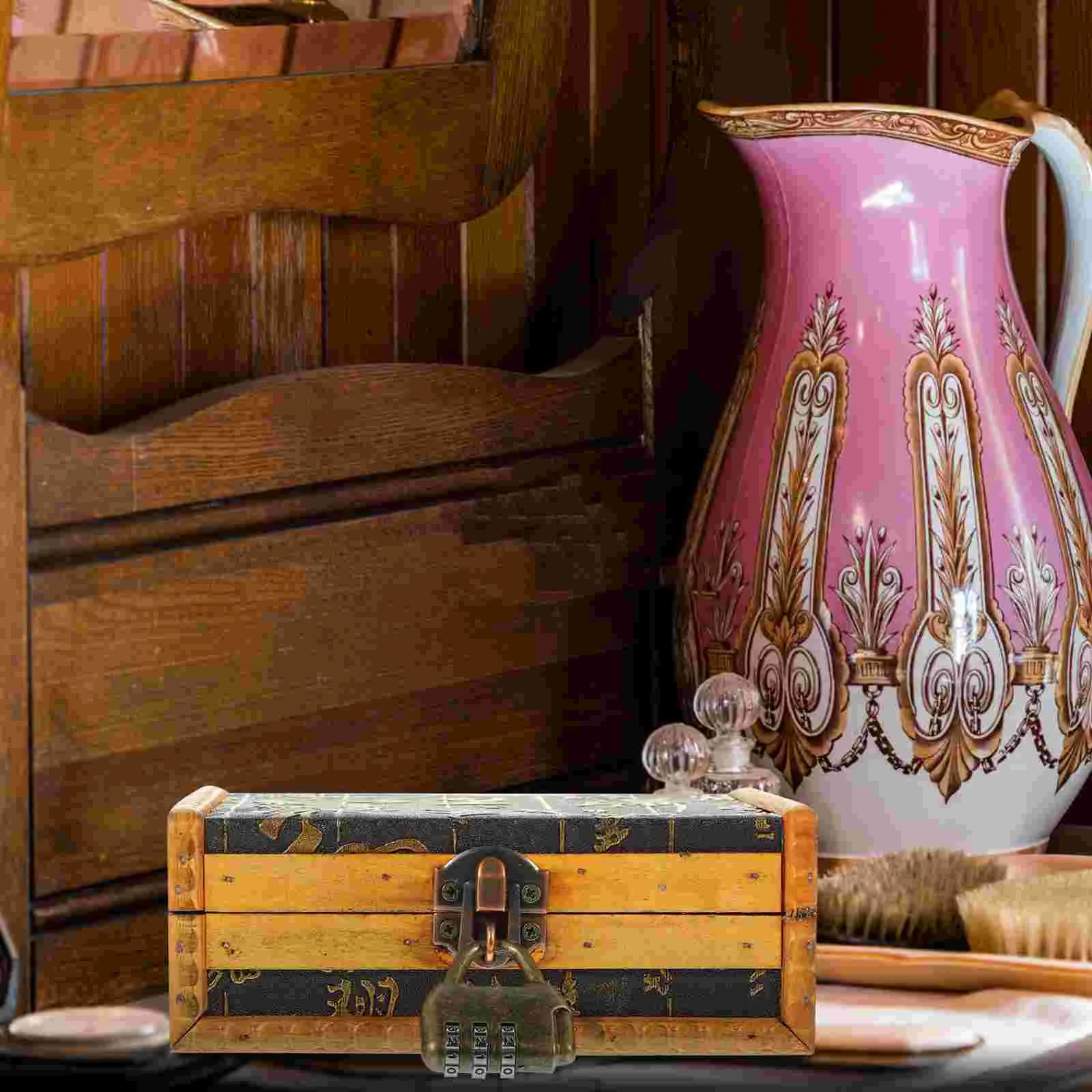 

Wooden Jewelry Trinket Box Portable Jewelry Case Decorative Sundries Storage Box