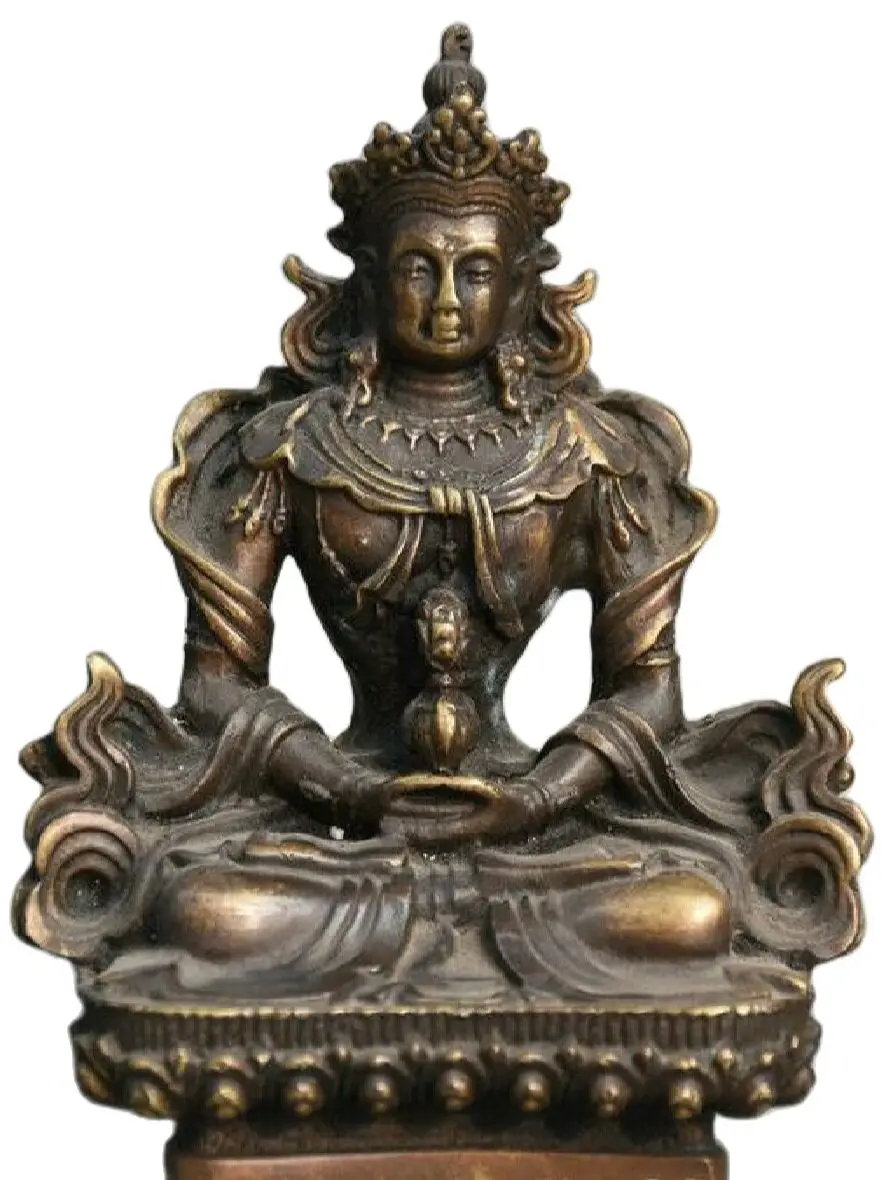 

4.8" Old Tibet Buddhism Bronze Amitayus longevity God Goddess bUDDHA Statue