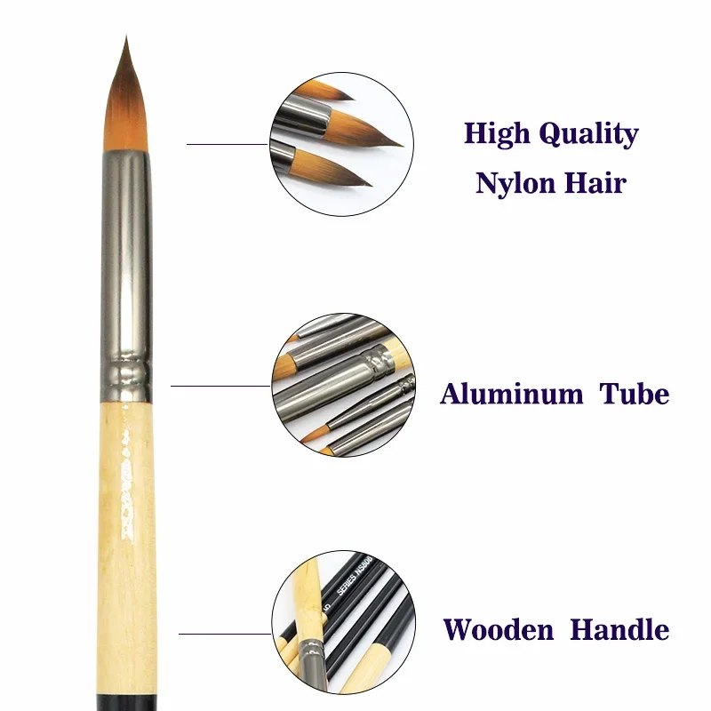 6-Piece Round Watercolor Brush Set 3