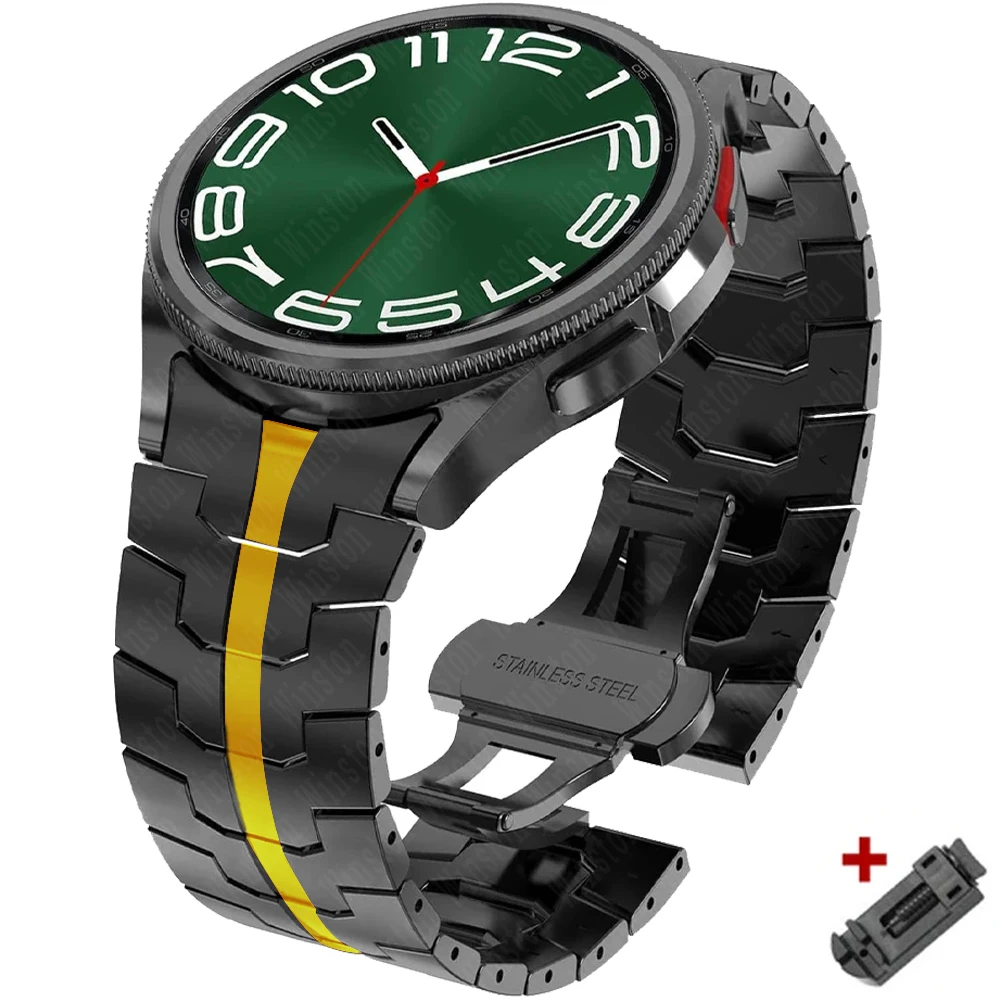 حزام من الفولاذ المقاوم للصدأ لساعة سامسونج جالاكسي 6 5 4 كلاسيكي 47 ملم 43 ملم 42 46 ملم 45 ملم بدون فجوات سوار معدني 40 44 ملم