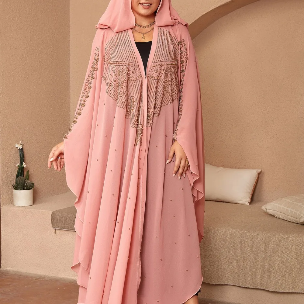 Kaftan Dubai Abaya Turkey Muslim Chiffon Maxi Dress Islam Clothing African Dresses for Women Boubou Robe Djellaba Femme 2024