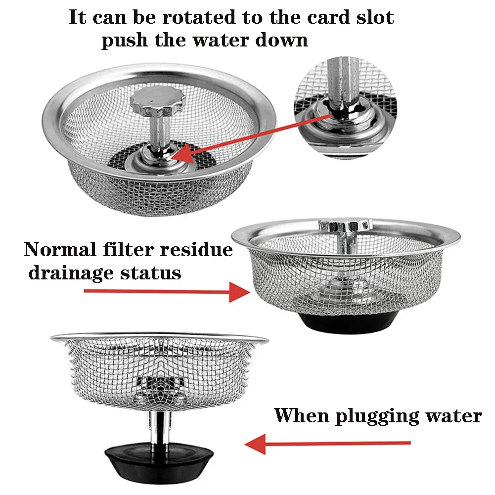 Stainless Steel Sink Strainer Waste Disposer Outfall Strainer Sink Filter Hair Sewer Outfall Kitchen Accessories Kitchen Tool