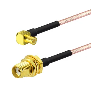 Superbat 2pcs MCX Right Angle Male to SMA Female Bulkhead RG316 Low Loss Pigtail Adapter Cable