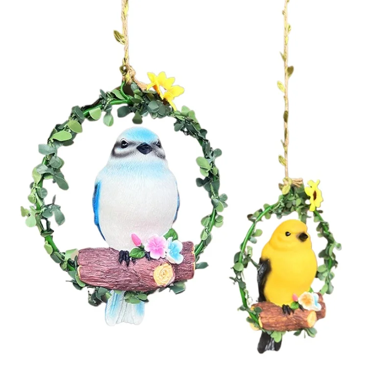 Resin Bird Hanging Decor for Garden Courtyard Home