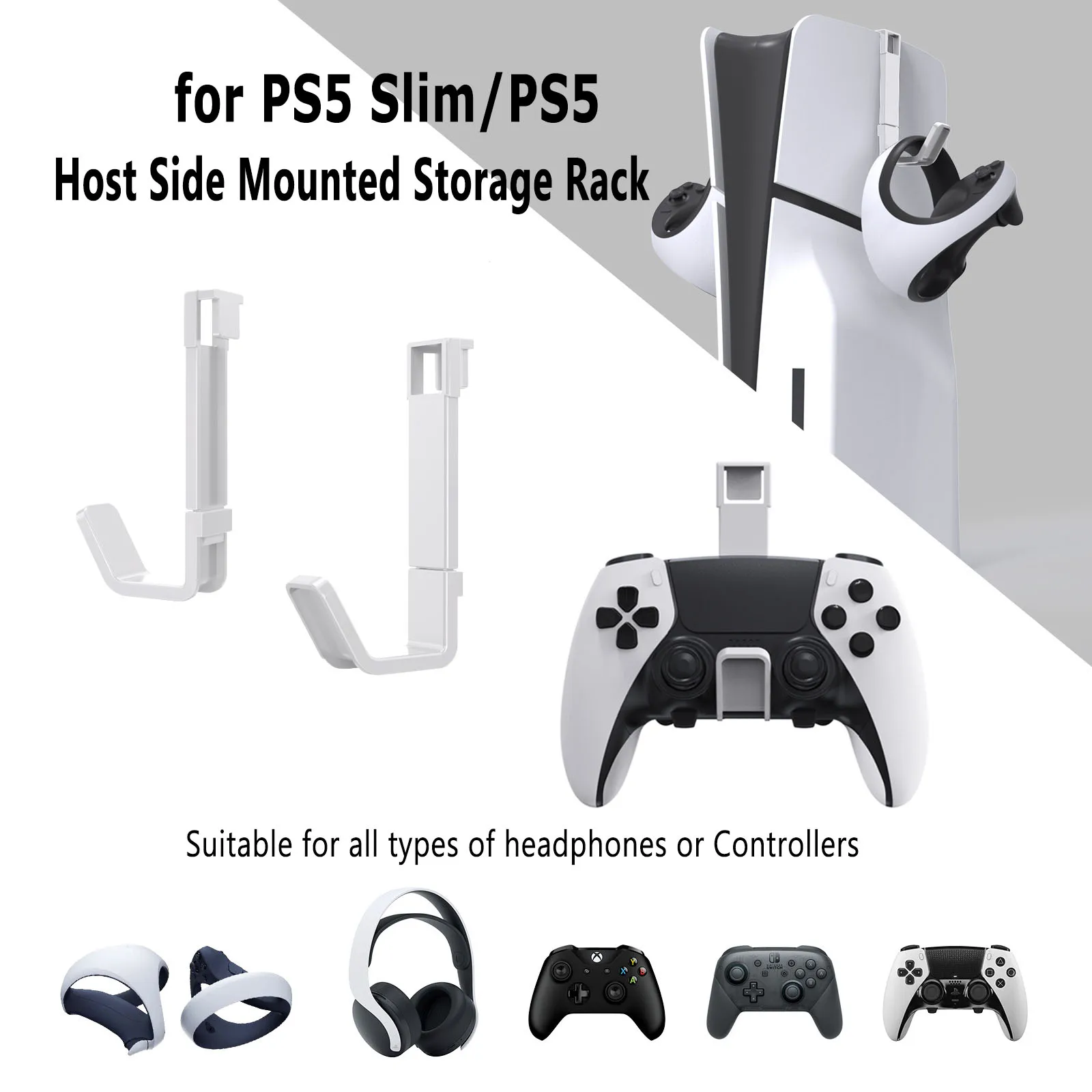 Per Ps5 Slim Console Side Mounted Storage Rack Maniglia Staffa Controller Di Gioco Rack Di Archiviazione Per Cuffie Per Ps5/Ps Vr/Xbox One