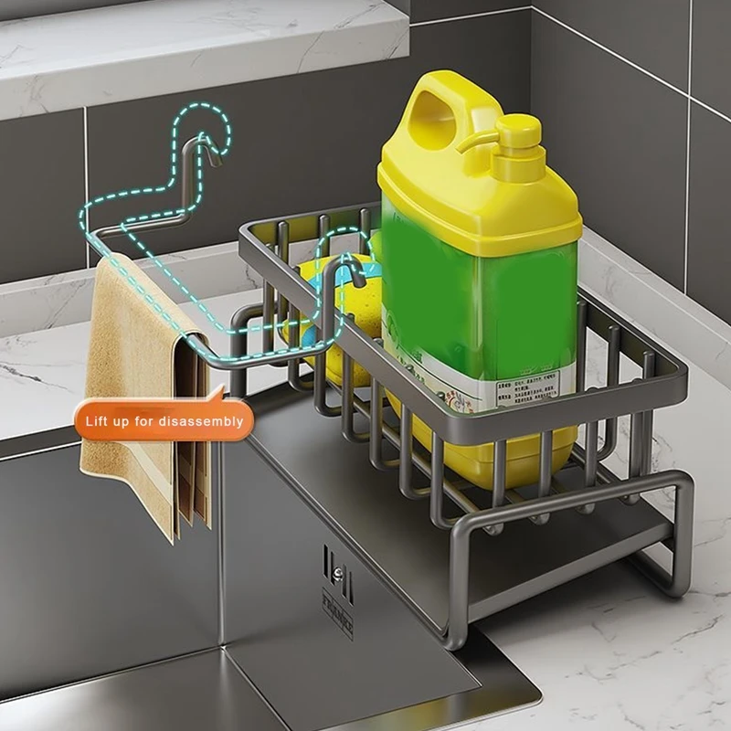 Kitchen Stainless Steel Sink Drain Rack Sponge Storage Faucet Holder Soap Drainer Towel Rack Shelf Organizer Kitchen Accessories 2