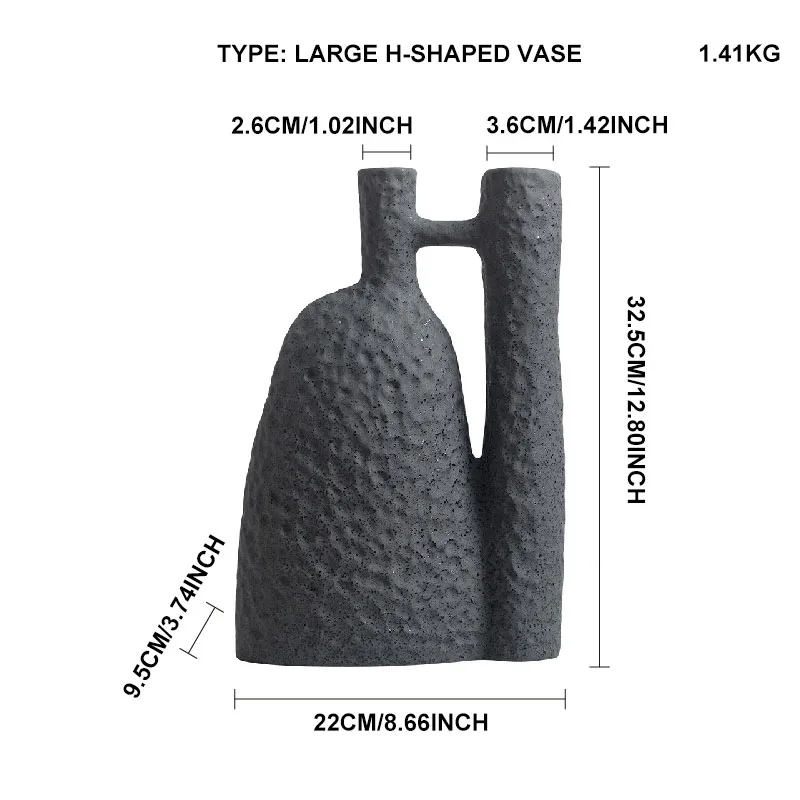 TingKe Wabi Sabi Style Ceramic Vase, H-Shaped Decoration, Home and Hotel, Creative Birthday Gift, Housewarming 6