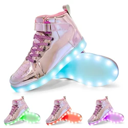 Children's Glowing LED Light-Up Sneakers with Luminous Sole - 30 (Pink)