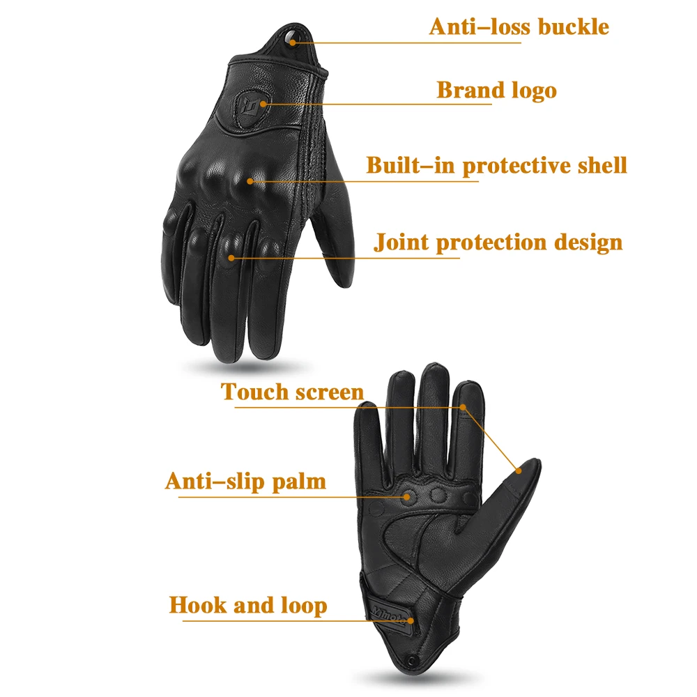 Premium Leather Motorcycle Gloves - Summer Retro Biker Protection