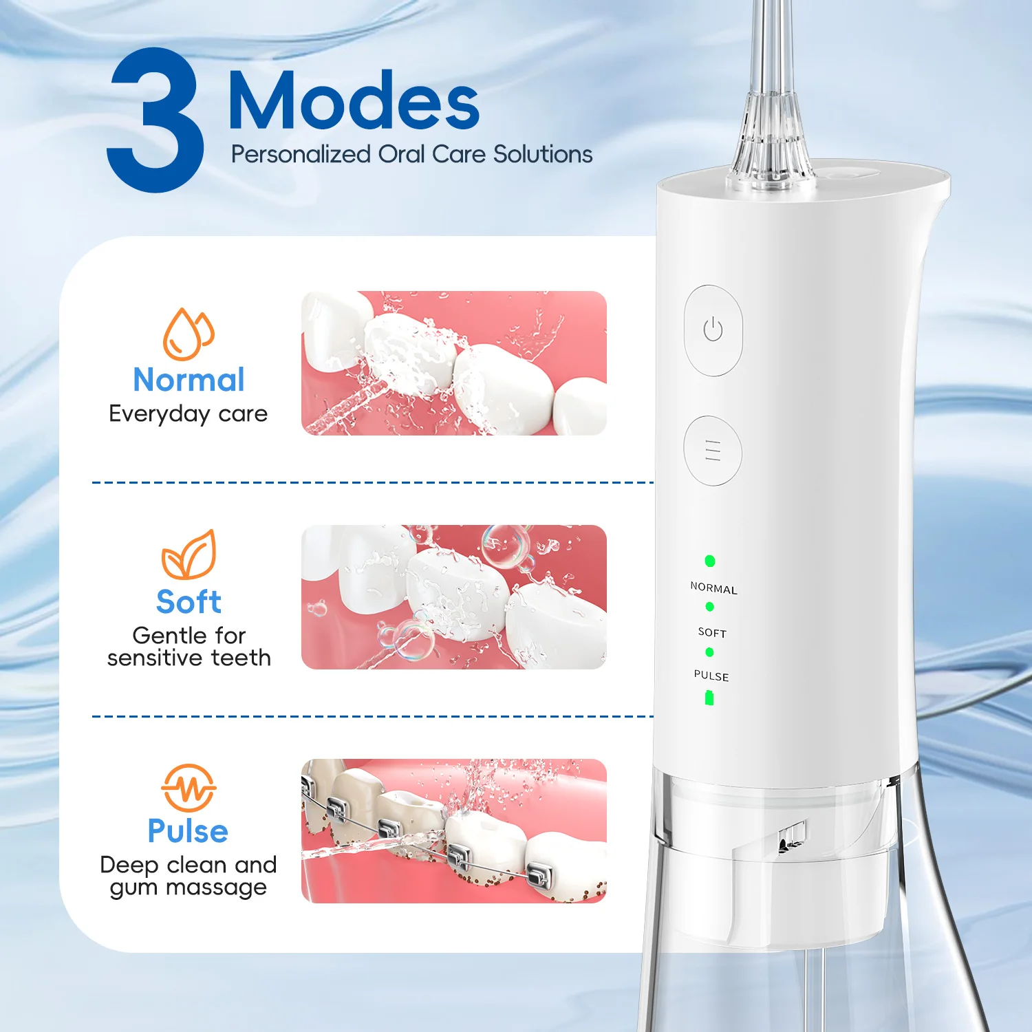전기 물 Flosser 치아에 대 한 충전식 물 Flossers 깨끗한 방수 Flosser 휴대용 구강 Irrigator 300ML 홈 여행