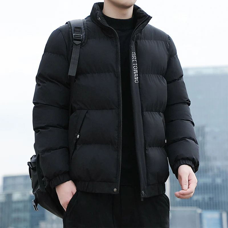 Men's Autumn Winter Turtleneck Shirring Alphabet Printed Zipper Pockets Long Sleeve Cardigan Jackets Coats Casual Fashion Top