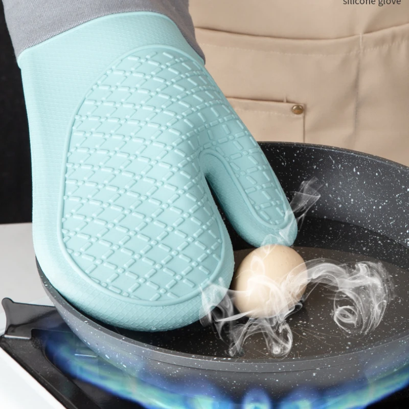 1 Pack Silicone Gloves Insulated Non-slip Anti-scalding Oven Kitchen Baking Tools Heat Resistant