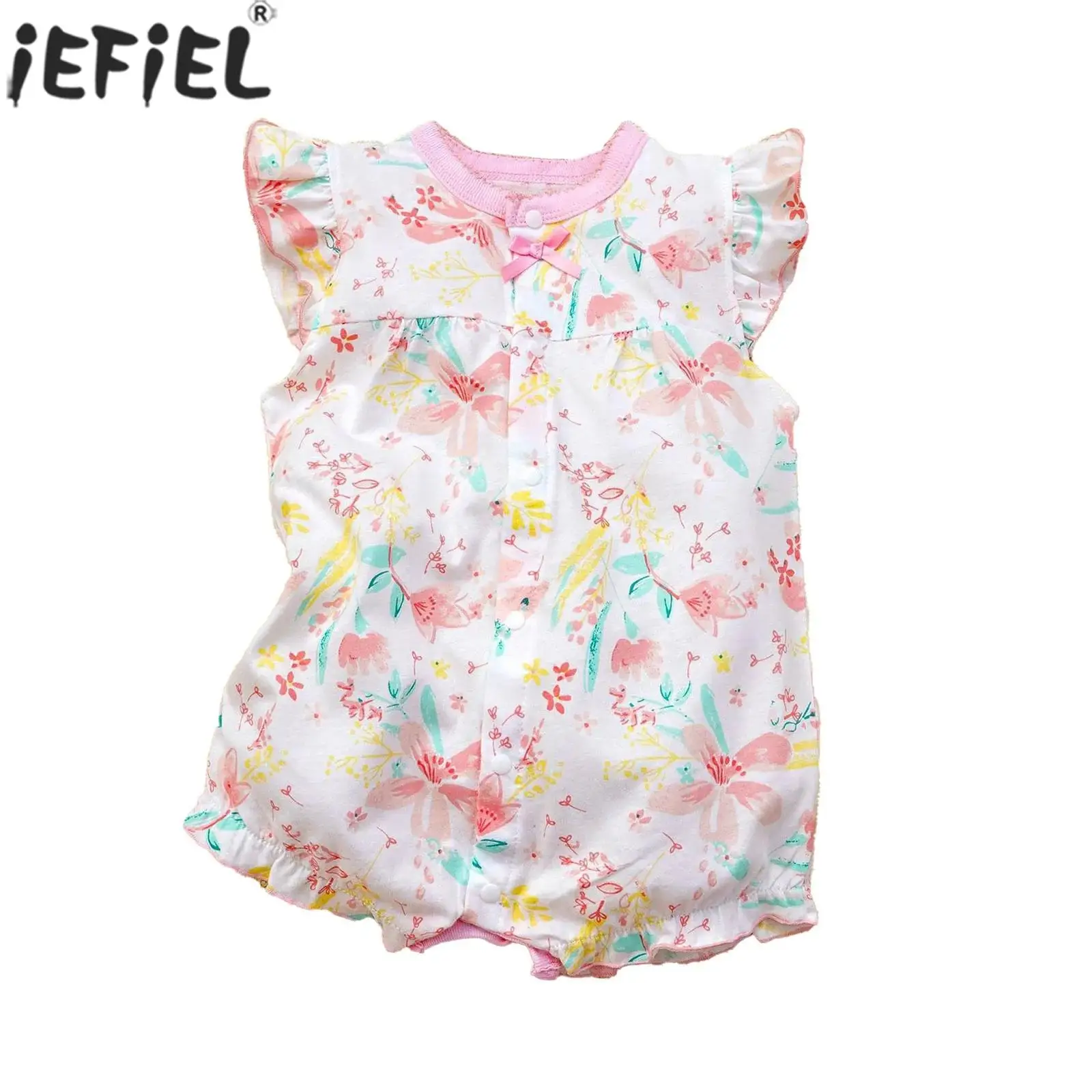 

Infant Girl Summer Casual Romper Short Sleeve Cartoon Print Soft Cotton Bodysuit Baptism Birthday Party Photography Daily Wear